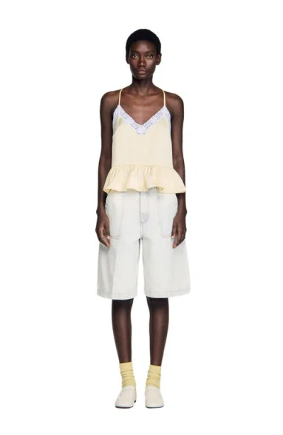 Sandro Ruffled Top In Yellow
