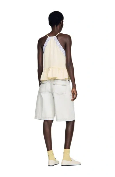 Sandro Ruffled Top In Yellow