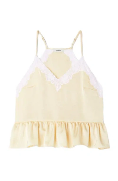 Sandro Ruffled Top In Yellow