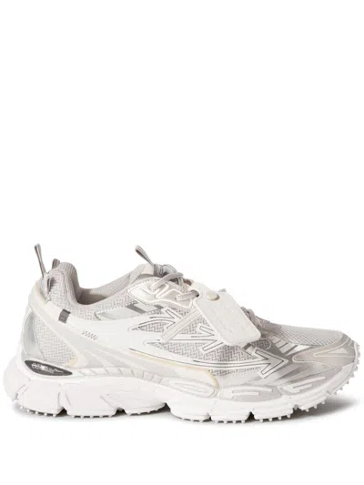 Off-white Ow Be Right Grey Low Top Sneakers With Zip-tie Detail In Mesh And Leather Man In Animal Print