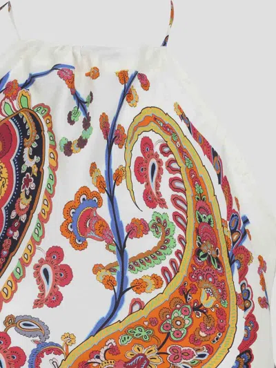 Etro Women Silk Top With American Neckline And Floral Paisley Pattern In Multi