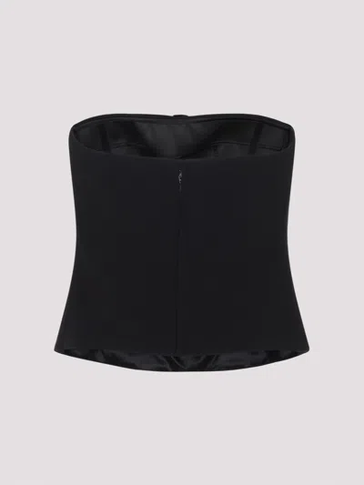 Giorgio Armani Strapless Top Fitted Silhouette Floral Detail In Black
