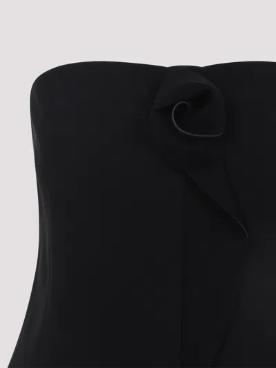 Giorgio Armani Strapless Top Fitted Silhouette Floral Detail In Black