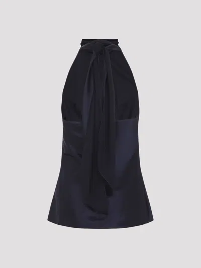 Ralph Lauren Chilton Stretch Silk Charmeuse Top In Icon Navy In Blue