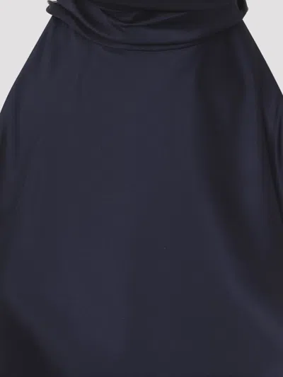 Ralph Lauren Chilton Stretch Silk Charmeuse Top In Icon Navy In Blue