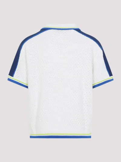 Casablanca Contrasting Trims Chest Pocket Logo-embroidered Short-sleeve Button-up Shirt In White