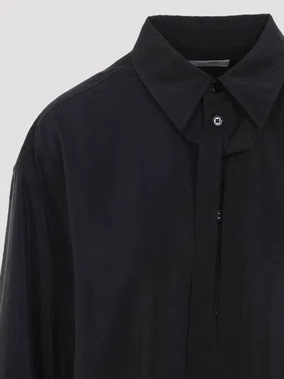 Lemaire Long Sleeves Shirt And Tie Detail In Black