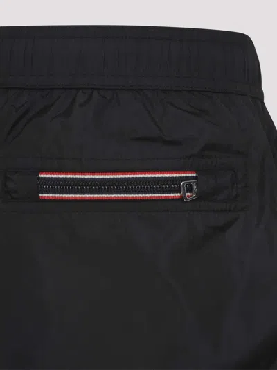 Moncler Logo Patch Detail Elastic Waist Swim Shorts In Black