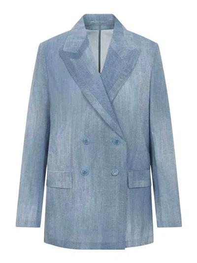 Ermanno Scervino Tailored Polyester Blazer Jacket Notch Lapel In Blue