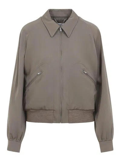 Maison Margiela Wool Jacket Zip Pockets Ribbed Hem Collar In Gray
