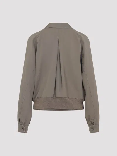 Maison Margiela Wool Jacket Zip Pockets Ribbed Hem Collar In Gray