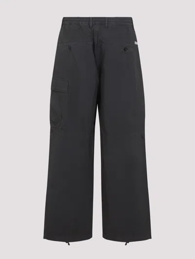C.p. Company C.p.company Grey Micro-reps Boxy Cotton Cargo Pants In Black
