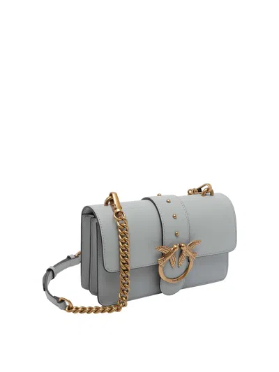 Pinko Small Love One Stud-embellished Shoulder Bag In Gray