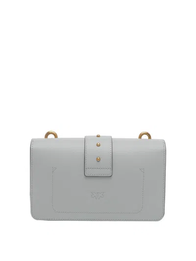 Pinko Small Love One Stud-embellished Shoulder Bag In Gray