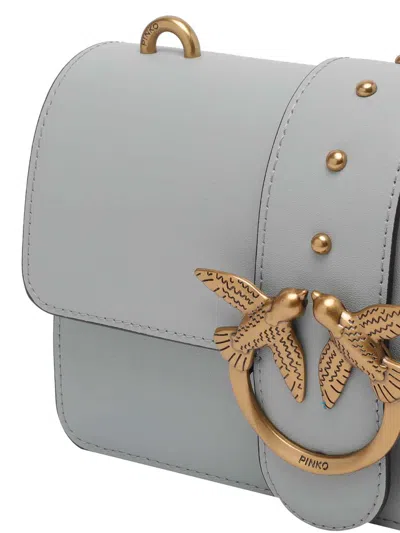 Pinko Small Love One Stud-embellished Shoulder Bag In Gray