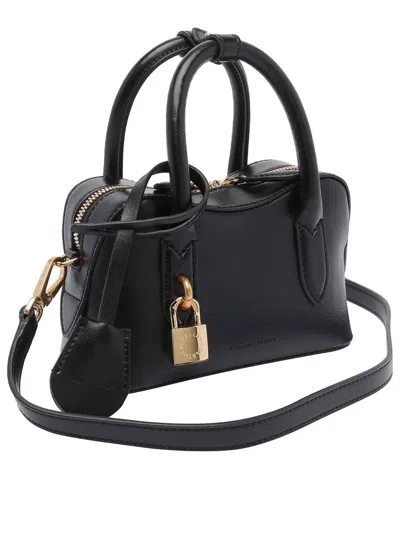Stella Mccartney Ryder Black Small Handbag With Two Top Handles And Front Padlock Detail With Logo In Ecoleather Woma