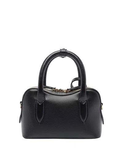 Stella Mccartney Ryder Black Small Handbag With Two Top Handles And Front Padlock Detail With Logo In Ecoleather Woma