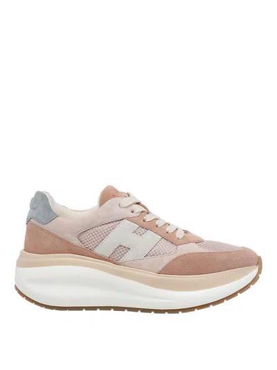 Hogan Neutrals Calfskin Suede Panel Sneakers In Multi