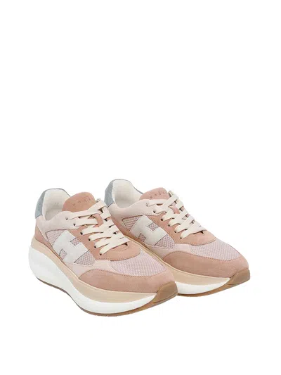 Hogan Neutrals Calfskin Suede Panel Sneakers In Multi