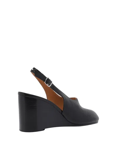 Maison Margiela Womens Black Tabi Leather Slingback Wedges Eur 36 / 3 Uk