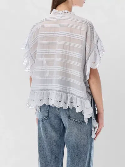 Isabel Marant Etoile White Floral Lace And Cotton Kaftan-style Payton Top Marant Etoile In Yellow