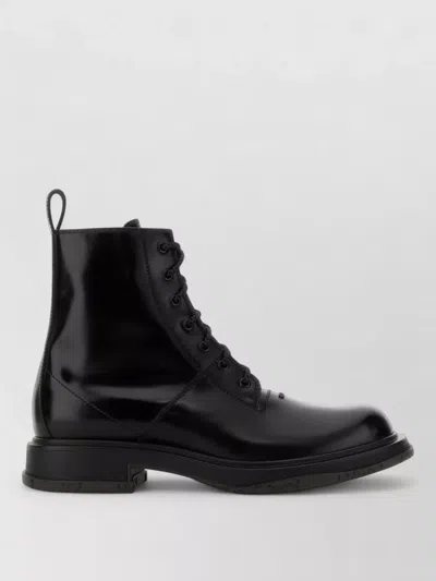 Gucci Leather Ankle Boots Chunky Sole Pull Tab In Black