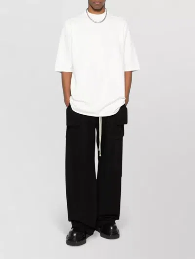 Rick Owens Drkshdw Creatch Wide-leg Cotton-blend Canvas Drawstring Cargo Trousers In Black