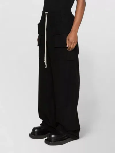 Rick Owens Drkshdw Creatch Wide-leg Cotton-blend Canvas Drawstring Cargo Trousers In Black