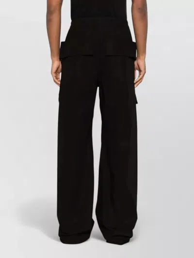 Rick Owens Drkshdw Creatch Wide-leg Cotton-blend Canvas Drawstring Cargo Trousers In Black