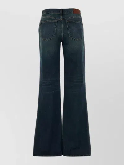 Gucci Denim Wide Leg Trousers Belt Loops Pockets In Blue