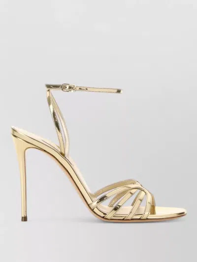 Casadei Leather Interstellar Sandals Open Toe Metallic In Gold