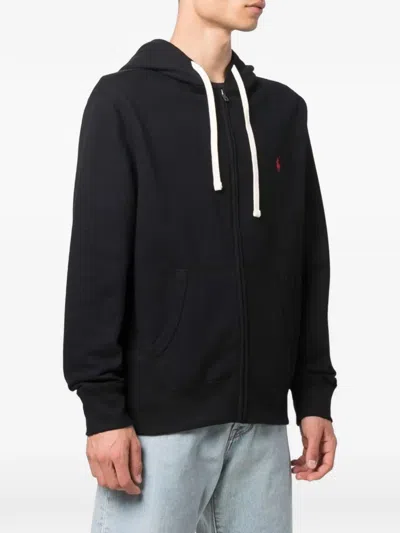 Polo Ralph Lauren Zip Sweatshirt With Front Pockets And Hood In Blue