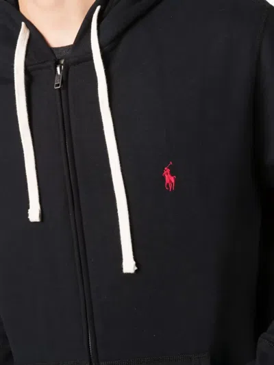 Polo Ralph Lauren Zip Sweatshirt With Front Pockets And Hood In Blue