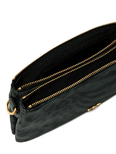 Pinko Rectangular Animal Print Shoulder Bag With Chain Strap In Green