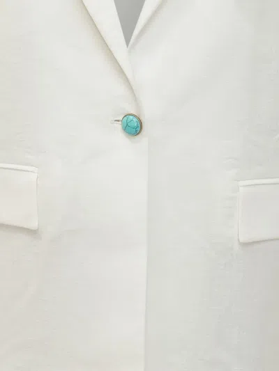 A Paper Kid Linen Mini Jacket With Single Reverse Button In Gray