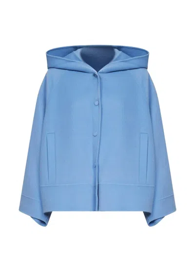 Weekend Max Mara Omens Light Blue Unlined Brushed Wool-blend Jacket In Blue