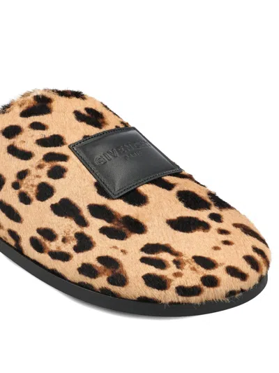 Givenchy Label Flat Mules In Pony Effect Leather With Leopard Pattern In Multi