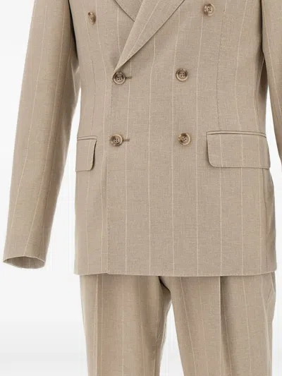 Corneliani Pinstripe Double-breasted Suit In Neutral