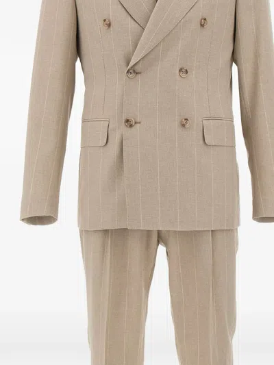Corneliani Pinstripe Double-breasted Suit In Neutral
