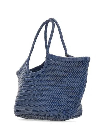 Dragon Diffusion Woven Top Handle Shoulder Bag In Blue