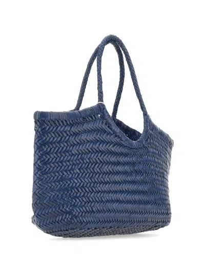 Dragon Diffusion Woven Top Handle Shoulder Bag In Blue