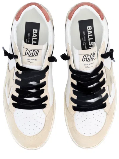 Golden Goose Ball Star Leather Upper Suede Toe And Spur Laminated Star Waxed Suede Heel Sneakers White