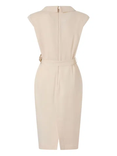 Pinko Amadine Dress Belted Waist Sleeveless V Neckline In Multi