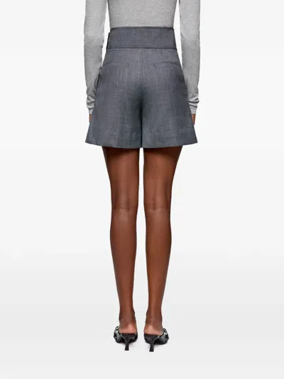 Ganni Wool Tailored Shorts In Gray