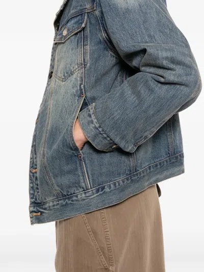 Andersson Bell Asymmetric-layered Denim Jacket In Blue