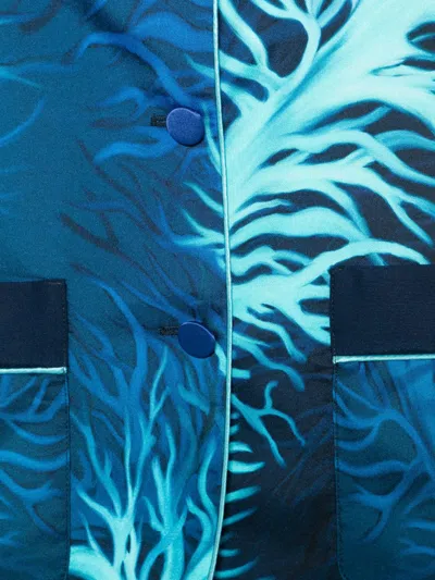 F.r.s . Printed Silk Jacket In Blue