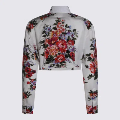 Dolce & Gabbana Cotton Shirt With A Bouquet Of Flowers Print Shirts White In Multi