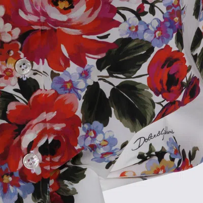 Dolce & Gabbana Cotton Shirt With A Bouquet Of Flowers Print Shirts White In Multi