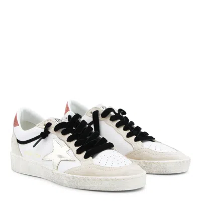 Golden Goose Ball Star Leather Upper Suede Toe And Spur Laminated Star Waxed Suede Heel Sneakers White