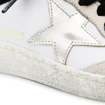 Golden Goose Ball Star Leather Upper Suede Toe And Spur Laminated Star Waxed Suede Heel Sneakers White